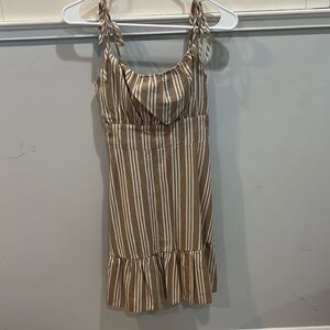Large beige and cream stripped sun dress